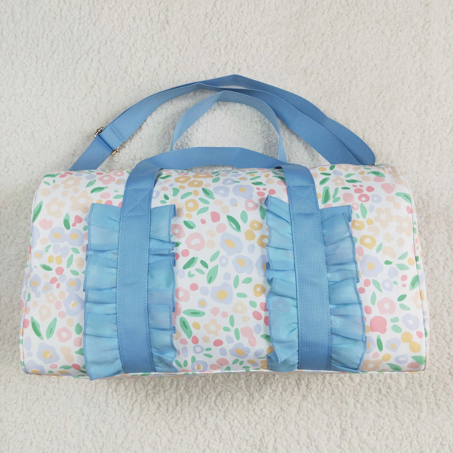 Floral Ruffle Duffle Bag | Large Capacity Sports & Overnight Bag for Kids & Adults