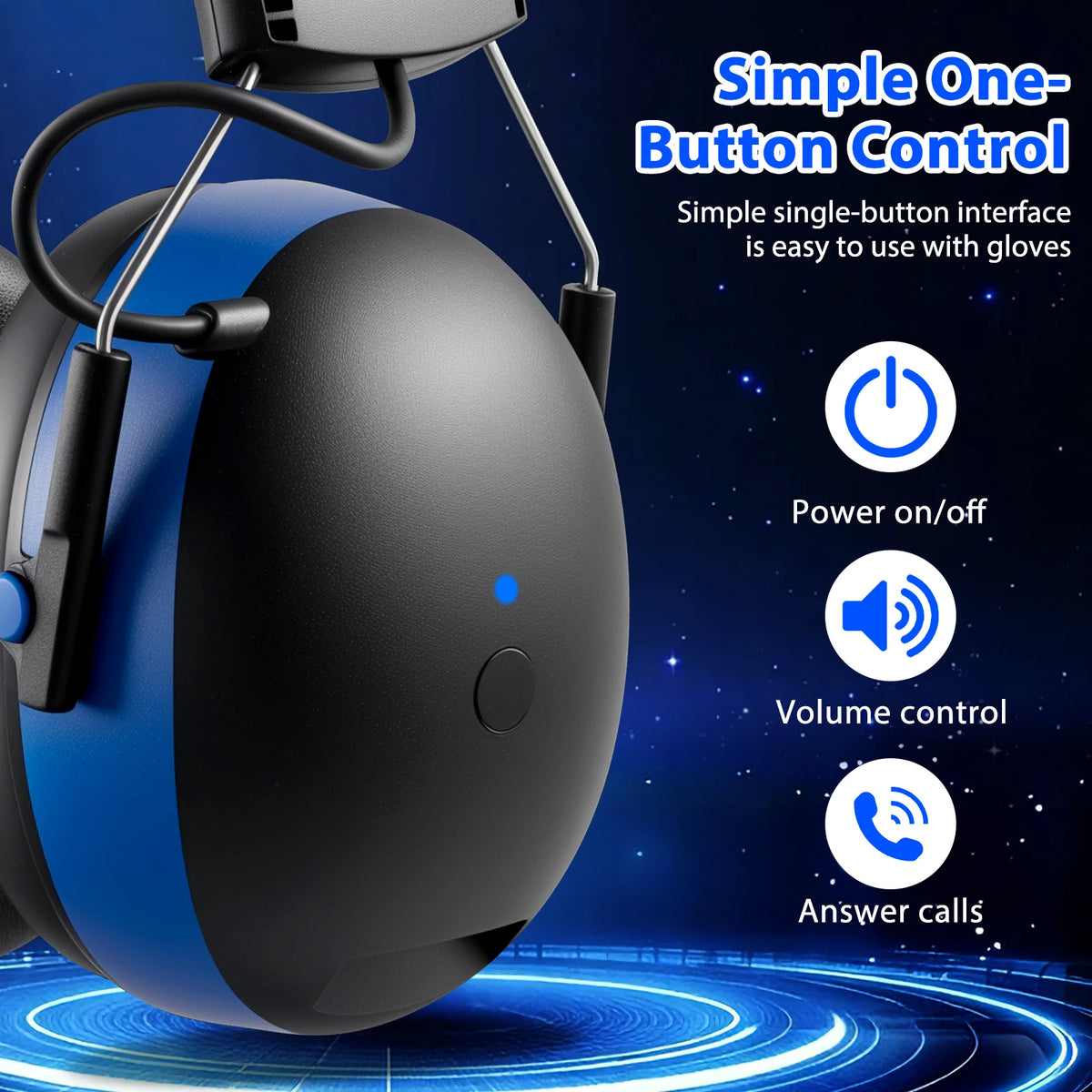 YHKEMA Bluetooth Hearing Protection Earmuffs | Noise Reduction Safety Headphones with Music & Call Support