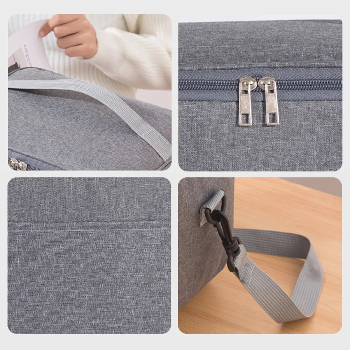 Large Capacity Hand-held with Shoulder Strap Insulated Bag, Multifunction Lunch Box Bag, Student Thickened Waterproof Lunch Bag