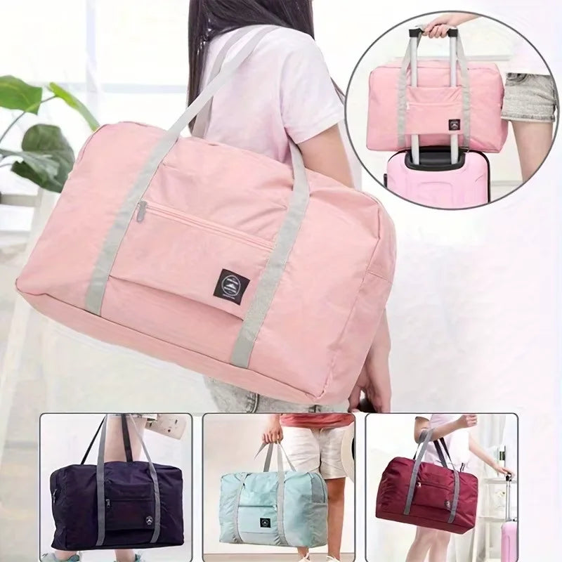 Portable Foldable Travel Duffle Bag | Lightweight Water-Resistant Nylon Carry-On Gym & Weekend Bag | 5 Colors