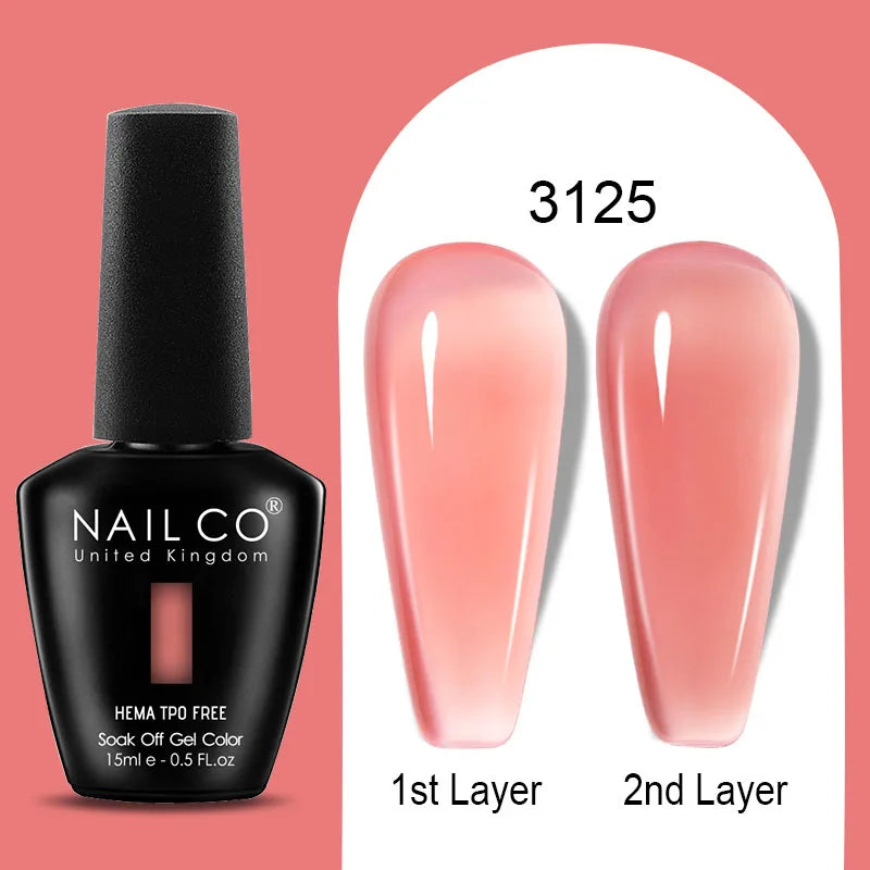 NAILCO Jelly Gel Nail Polish | HEMA-Free Soak Off UV LED Semi-Permanent Gel Varnish — 70 Colors
