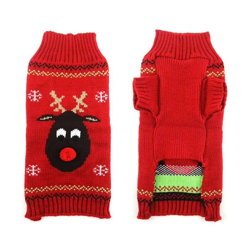Christmas Dog Sweater Cute Cartoon Reindeer Xmas Pet Costume Puppy Cat Warm Clothes For Small Dogs Chihuahua Pug Winter Clothing