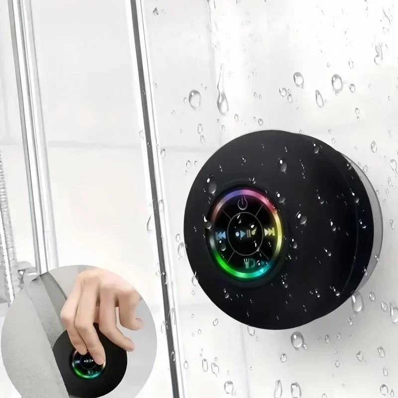 Suction Cup Wireless Bluetooth Speaker Waterproof Shower Speaker with LED Light USB Charging For Bathroom Travel Home