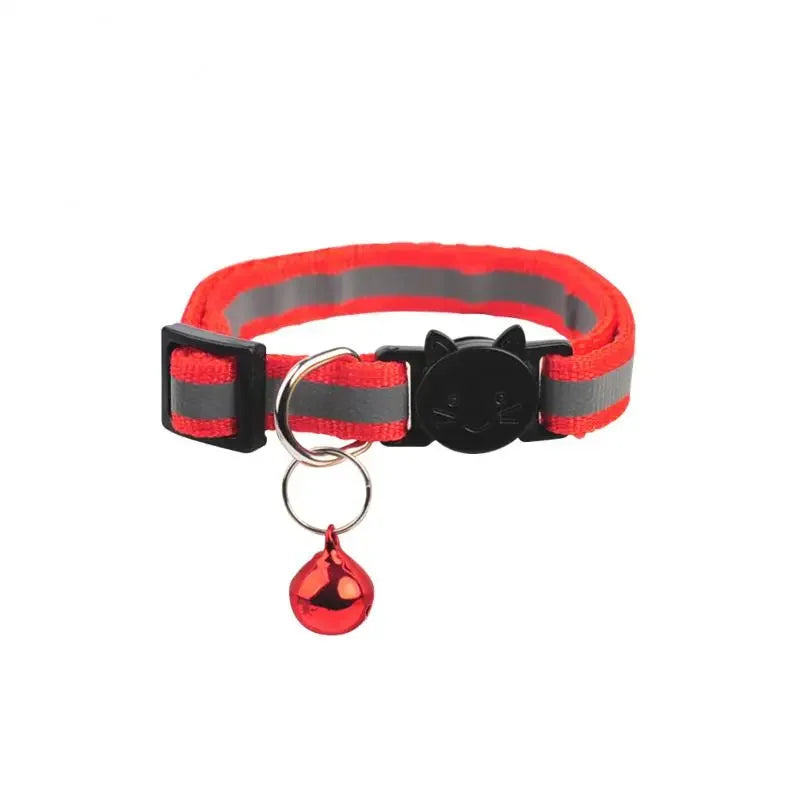 Reflective Pet Collar Cat And Dog Safety Buckle With Bell Nylon Buckle Adjustable Collar Night Safety Cartoon Pet Accessories