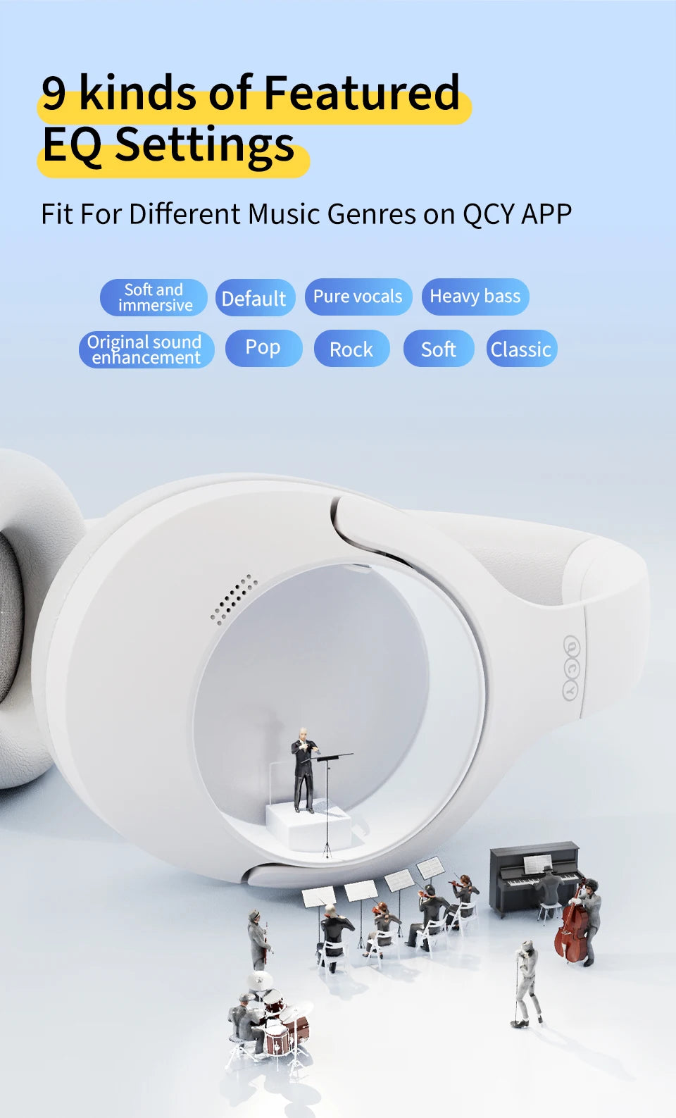 QCY H3 Lite ANC Wireless Headphones — Bluetooth 5.3, 60H Battery, Active Noise Cancelling