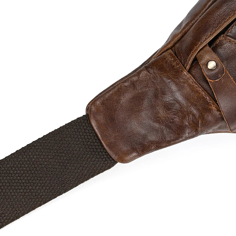Luufan Crazy Horse Cowhide Leather Waist Bag — Men's Mini Travel Fanny Pack & Phone Pouch