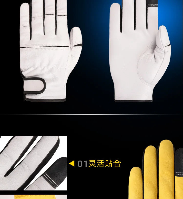 Labor Protection Gloves Leather Wear-resistant Sheepskin Hunting Protection Machine Repair Motorcycle Driver Safety Protection