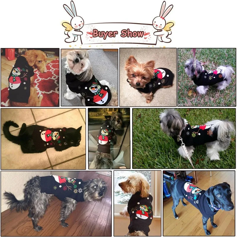 Christmas Dog Sweater Cute Cartoon Reindeer Xmas Pet Costume Puppy Cat Warm Clothes For Small Dogs Chihuahua Pug Winter Clothing