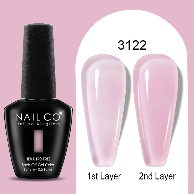 NAILCO Jelly Gel Nail Polish | HEMA-Free Soak Off UV LED Semi-Permanent Gel Varnish — 70 Colors