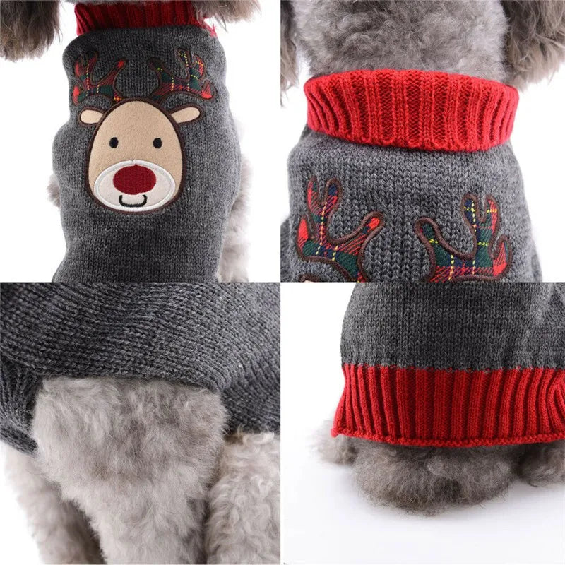 Christmas Dog Sweater Cute Cartoon Reindeer Xmas Pet Costume Puppy Cat Warm Clothes For Small Dogs Chihuahua Pug Winter Clothing