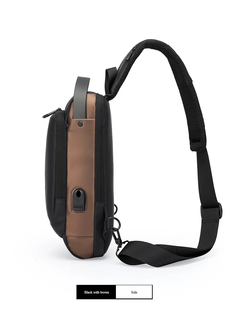 Men's Anti-Theft Chest Bag — Password Lock, USB Port & Waterproof Crossbody Sling