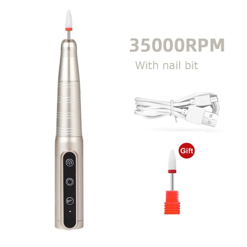35000RPM Wireless Rechargeable Nail Drill Pen — Portable Electric Manicure Machine