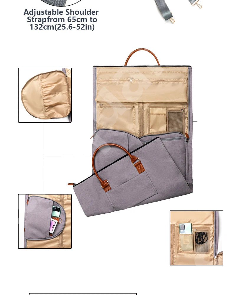 2-in-1 PU Leather Hanging Luggage Suit & Duffle Bag for Men | Waterproof Business Travel Bag | 5 Colors