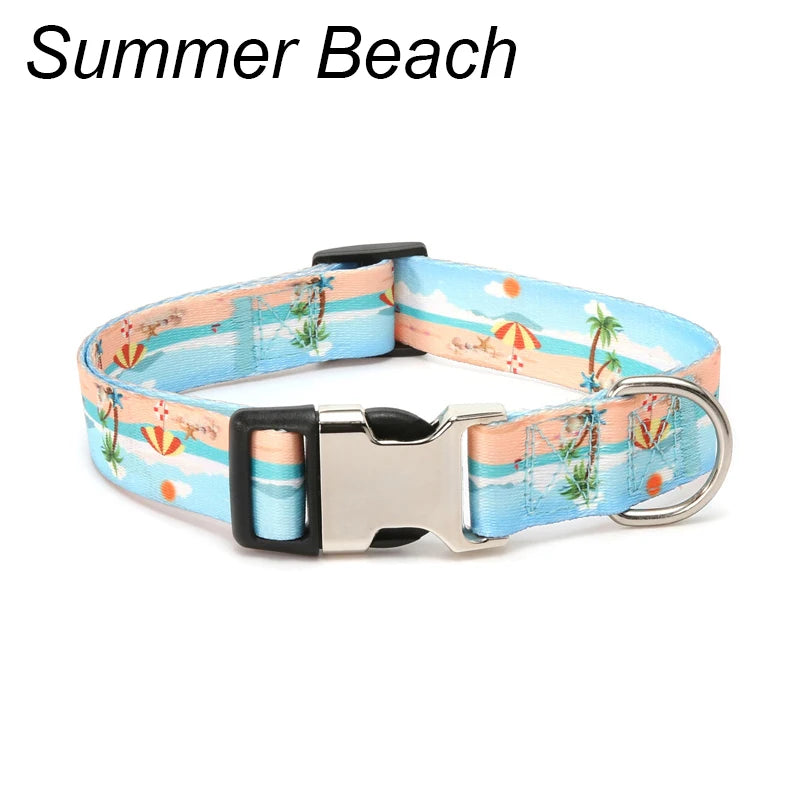 Forest Pattern Collar Pet Accessories Pet Stripes Polyester National Wind Dog Rope Adjustable Nylon Dog Collar Personalized