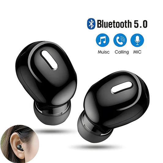 Wireless Bluetooth 5.0 Earbuds with Mic | Waterproof In-Ear Single Headset for iPhone, Samsung & More