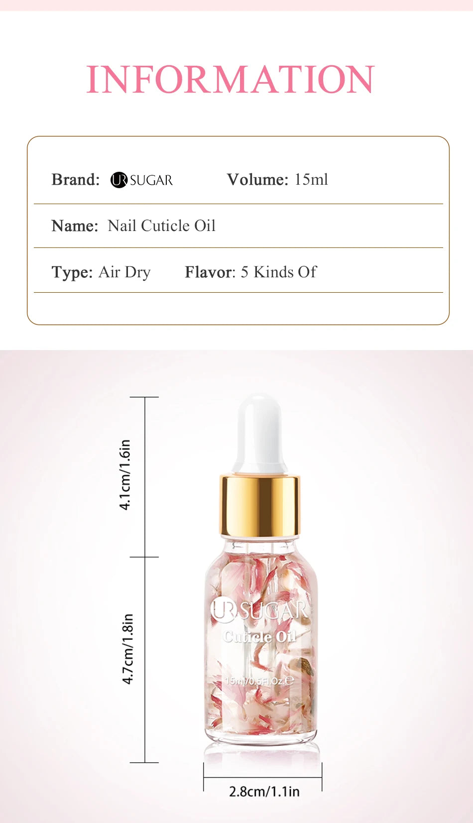 UR SUGAR 15ml Cuticle Nutrient Oil | Nourishes, Repairs & Brightens | 4 Scents