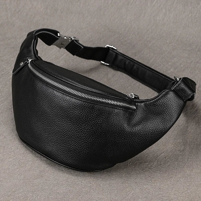 Newsbirds Men's Genuine Leather Chest Bag — Vintage Crossbody Sling & Outdoor Belt Pouch