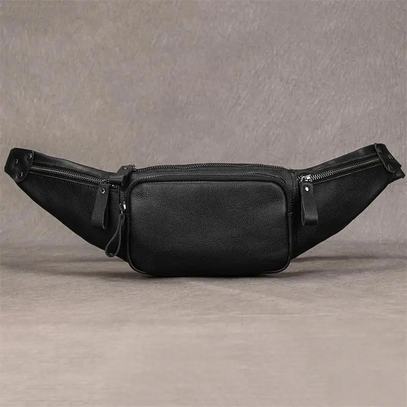 Newsbirds Men's Genuine Leather Chest Bag — Vintage Crossbody Sling & Outdoor Belt Pouch