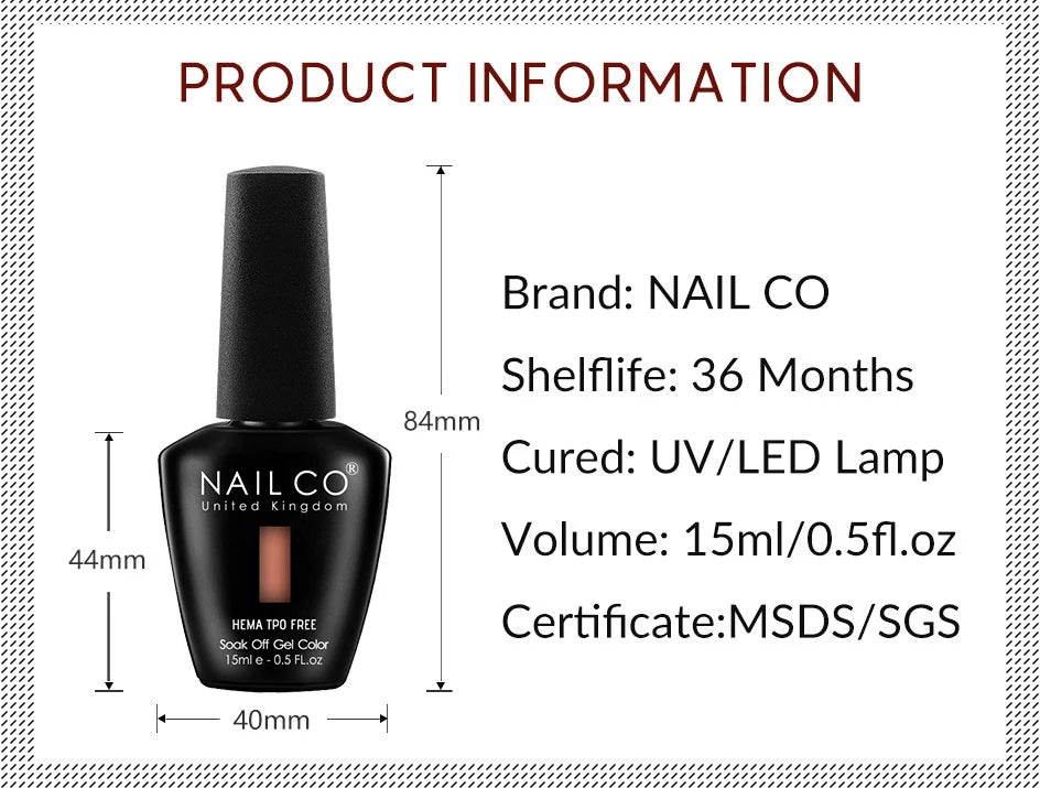 NAILCO Gel Nail Polish – HEMA-Free Soak-Off UV/LED Gel | 15ml | 333 Colors
