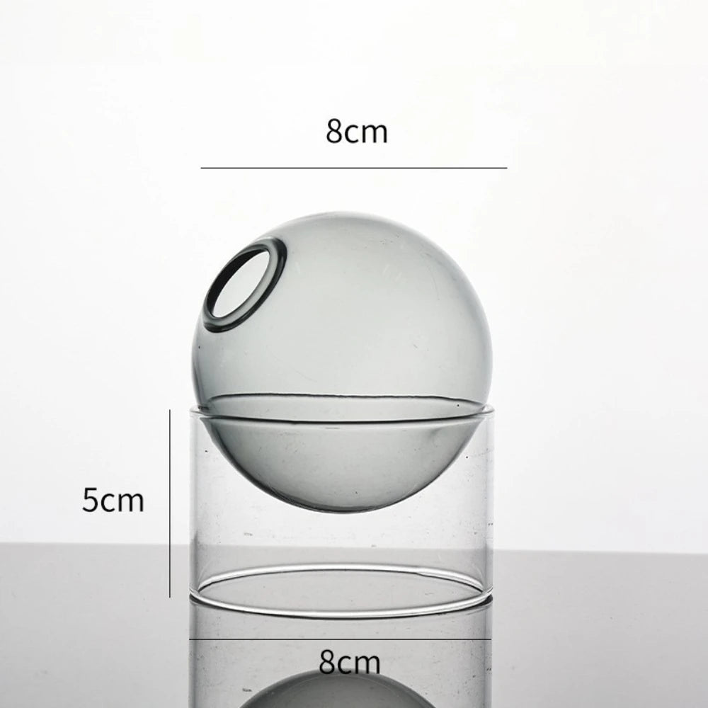 Nordic Colored Glass Decorative Vase Spherical Hydroponic Flower Planter for Home Desk Decor Modern Tabletop Flower Arrangement