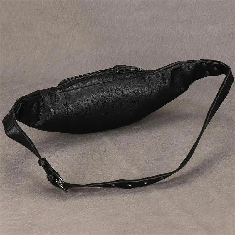 Newsbirds Men's Genuine Leather Chest Bag — Vintage Crossbody Sling & Outdoor Belt Pouch