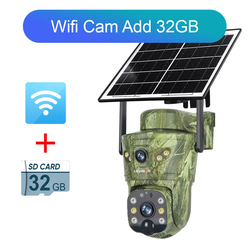 LS VISION 4K Dual Screen 4G Solar Hunting Camera Outdoor WiFi PTZ Human/Animal Detection 2-Way Talk Waterproof Security Cameras