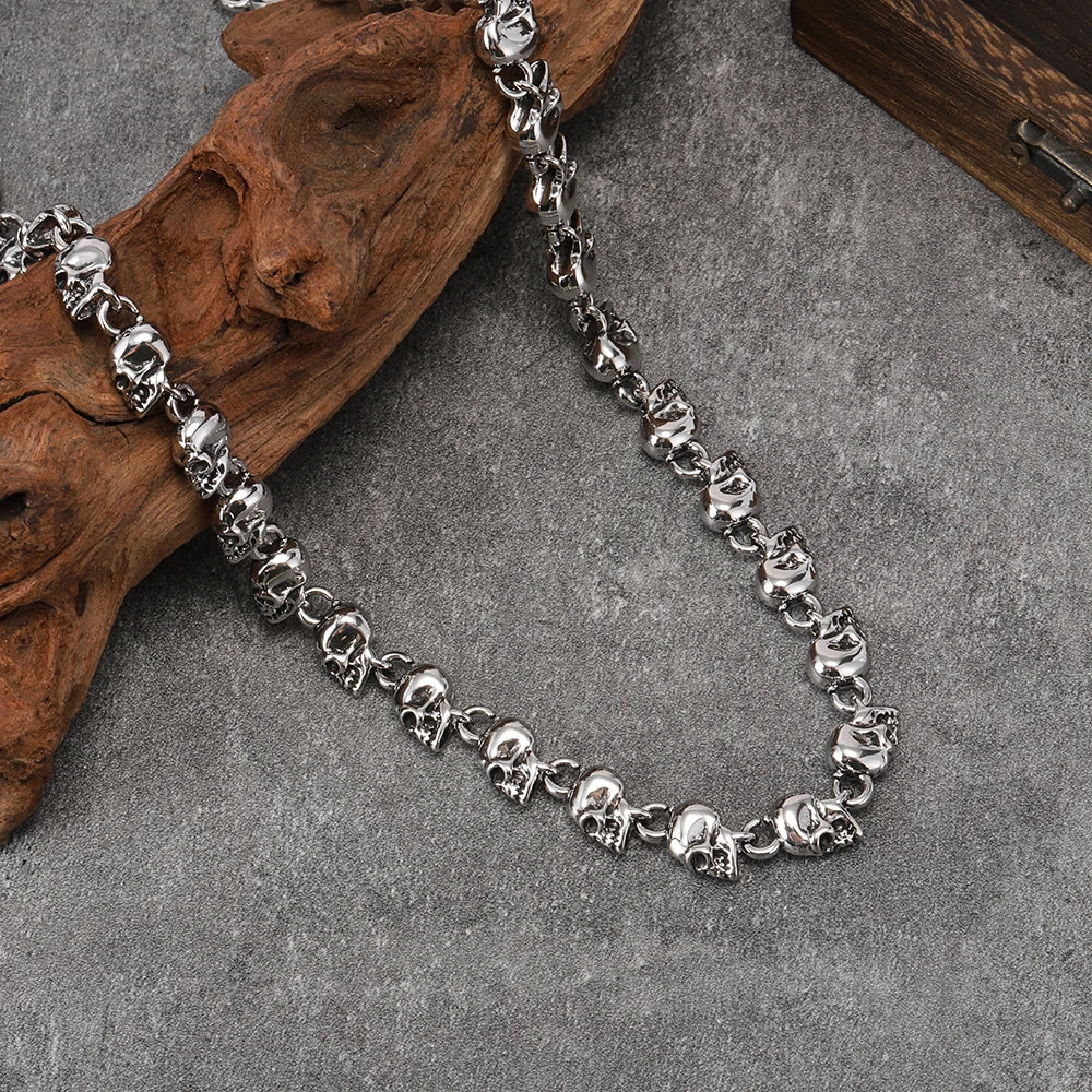 Trendy New Arrival: Skull-Motif Men's Necklace Gothic Dark Retro Punk Style Bold and Versatile Necklace