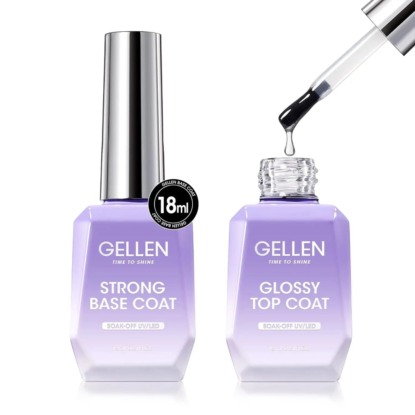 GELLEN Professional Gel Nail Set — 18ml 4-Piece Base Coat, Top Coat & Strengthener Kit for Long-Lasting Manicures