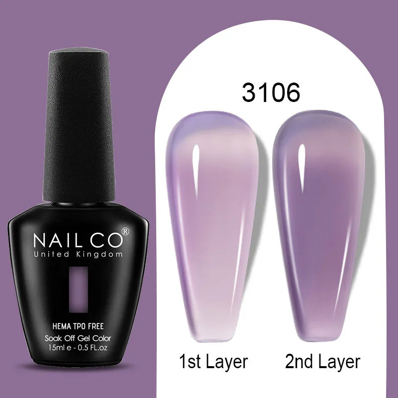 NAILCO Jelly Gel Nail Polish | HEMA-Free Soak Off UV LED Semi-Permanent Gel Varnish — 70 Colors