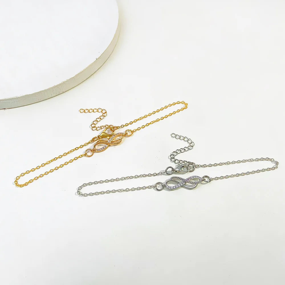 New Infinite Love Bracelet Korean Beach Charms Ankle Bracelet Rhinestone 8 Shape Bangle for Women Foot Jewelry Dail Wear