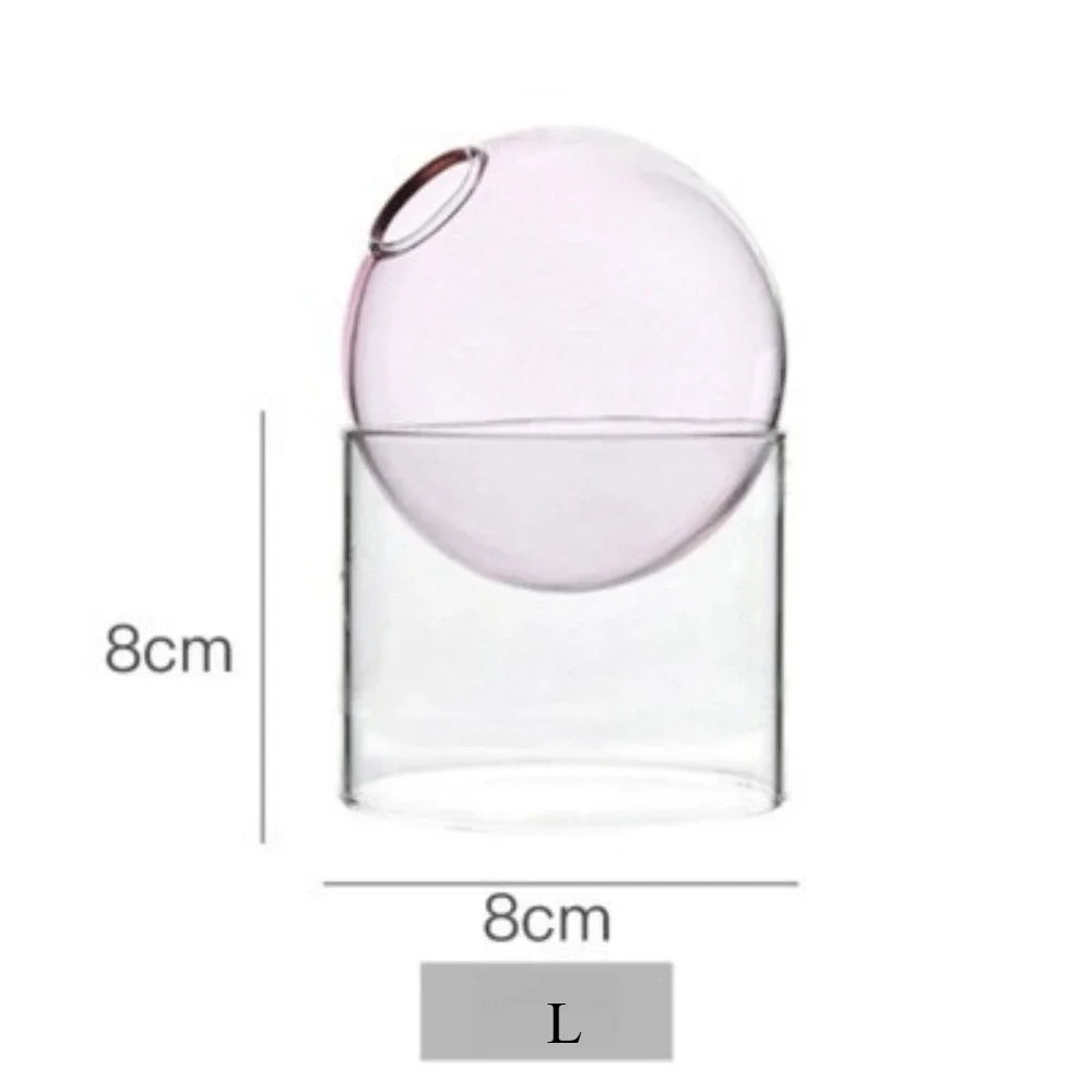 Nordic Colored Glass Decorative Vase Spherical Hydroponic Flower Planter for Home Desk Decor Modern Tabletop Flower Arrangement