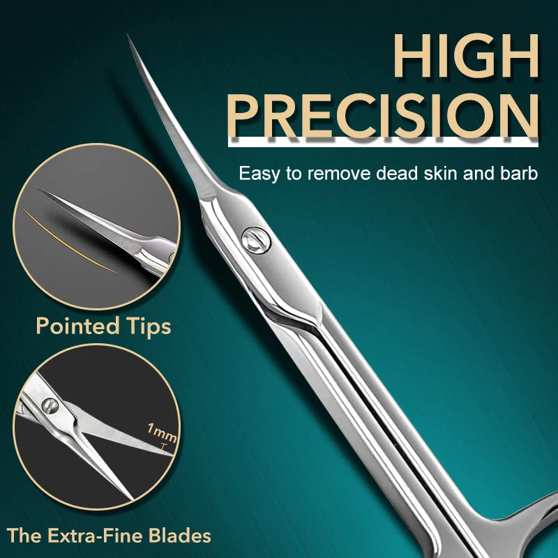 Russian Manicure Cuticle Scissors | Curved Tip Stainless Steel Dead Skin Remover