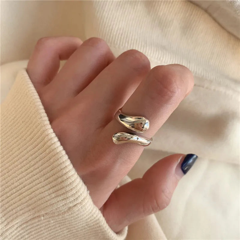 3-Piece Gold Geometric Open Ring Set – Chunky Zircon Statement Rings