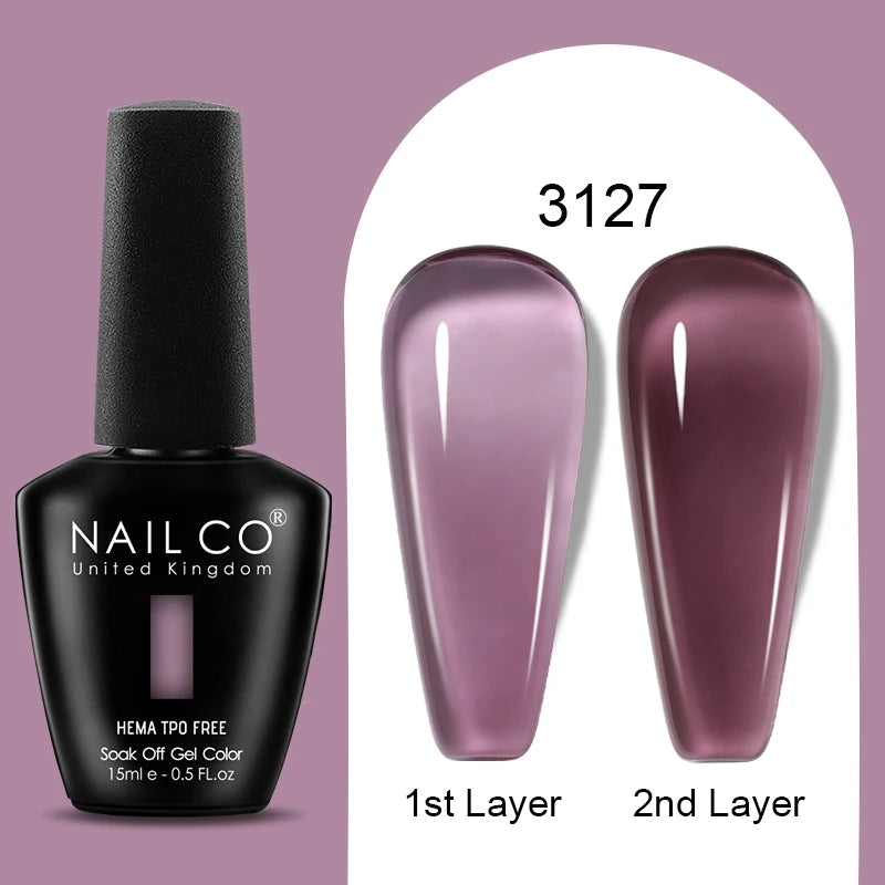 NAILCO Jelly Gel Nail Polish | HEMA-Free Soak Off UV LED Semi-Permanent Gel Varnish — 70 Colors