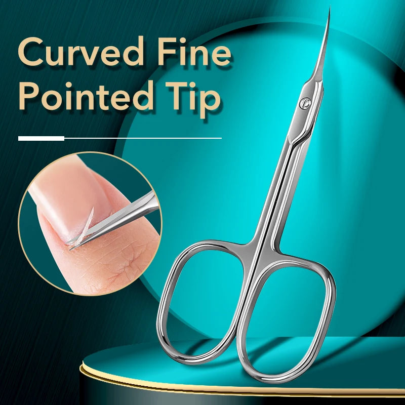 Russian Manicure Cuticle Scissors | Curved Tip Stainless Steel Dead Skin Remover
