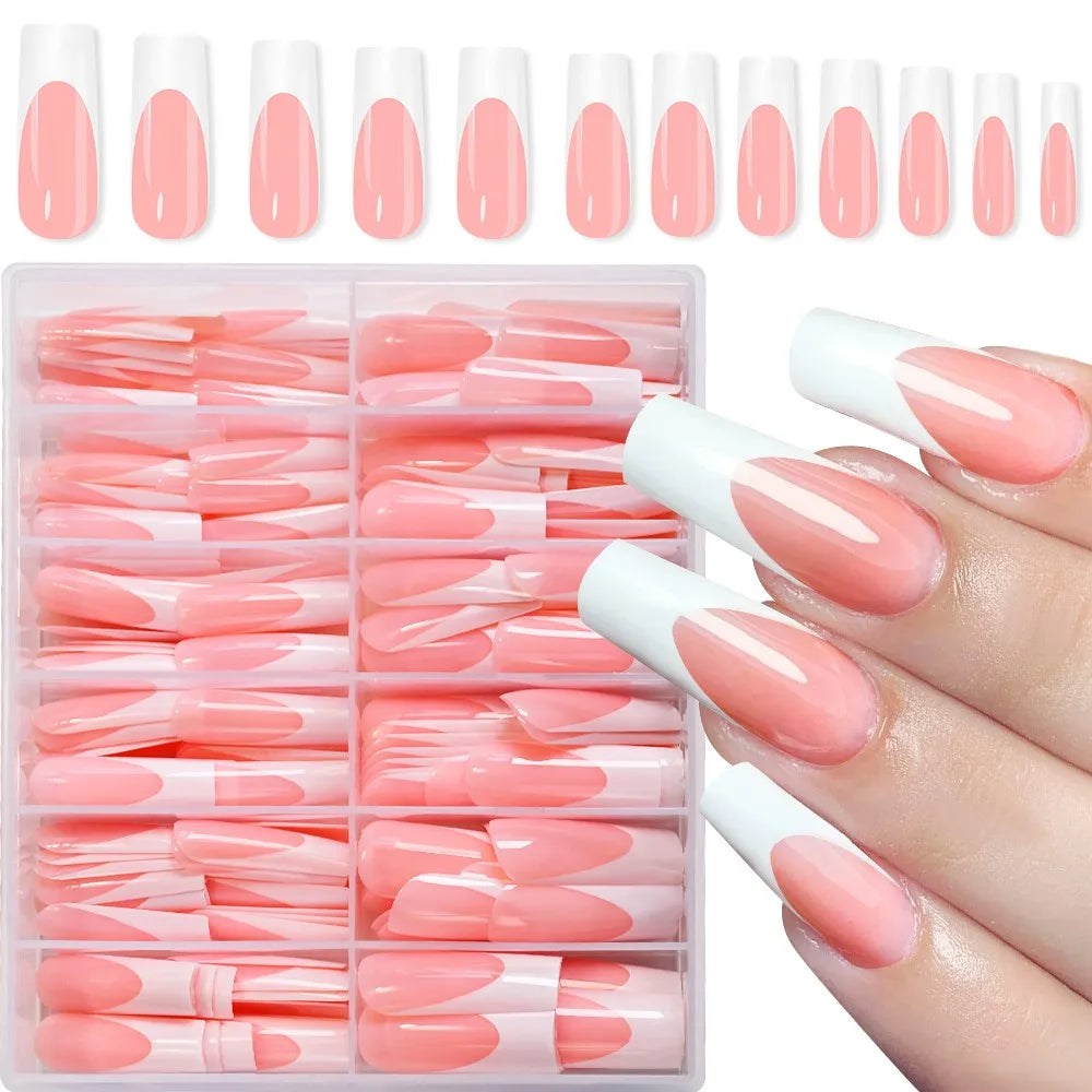 Nude Pink Almond French Press On Nails — 150/360pcs