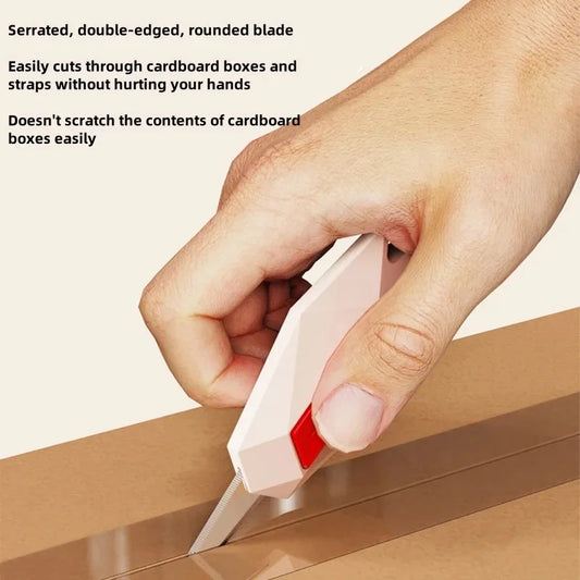 Diamond Design Safety Round Head Magnetic Box Cutter – Safe Unboxing Knife for Packages, Letters & Cartons | 1–5 Pack