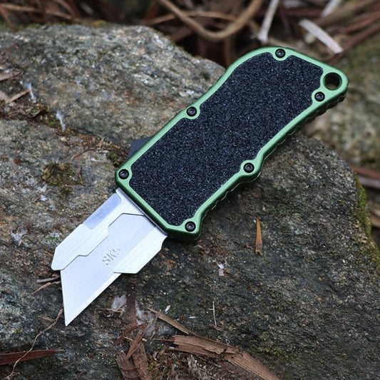 EDC Pocket Box Cutter with SK5 Replaceable Blade – Aluminum Alloy Utility Knife for Parcel Opening & Everyday Carry