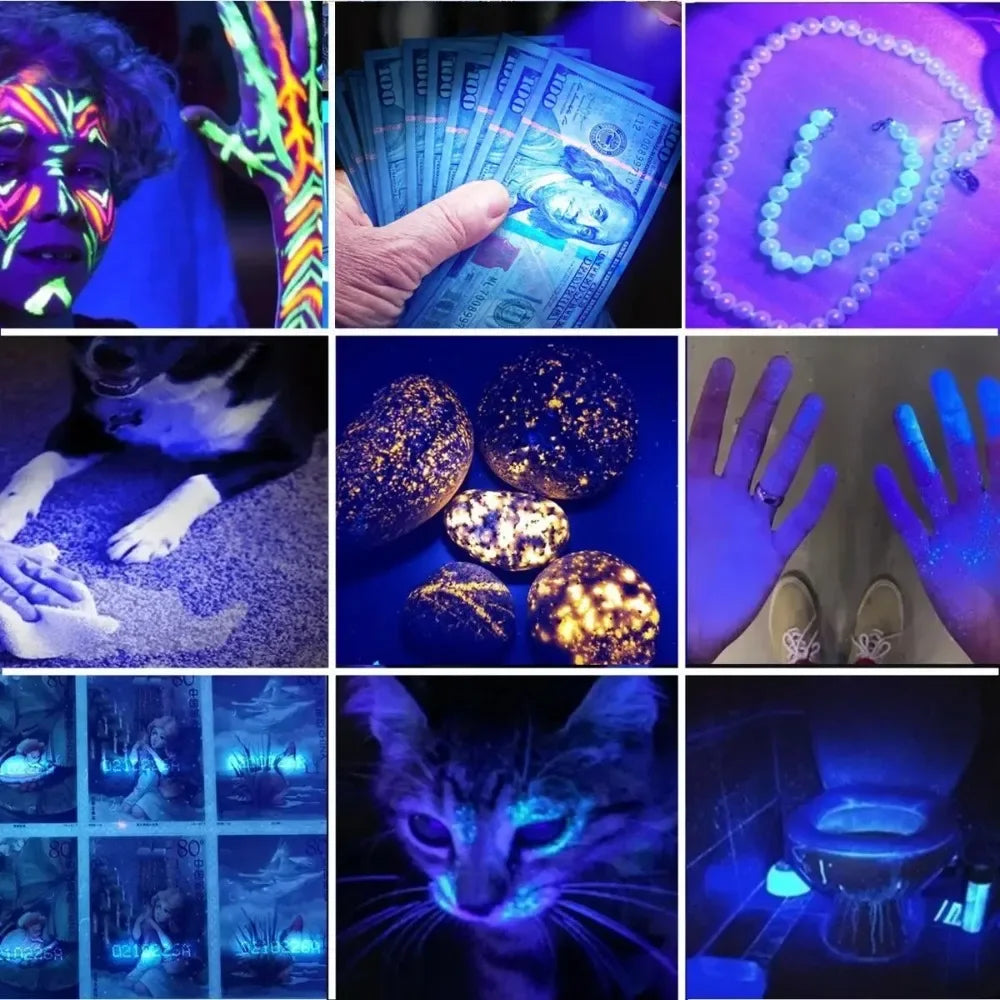 15W 365nm High Power UV Flashlight Ultraviolet Blacklight Detector Pet Urine Dry Stains Bed Bug Scorpions Fluorescence Light