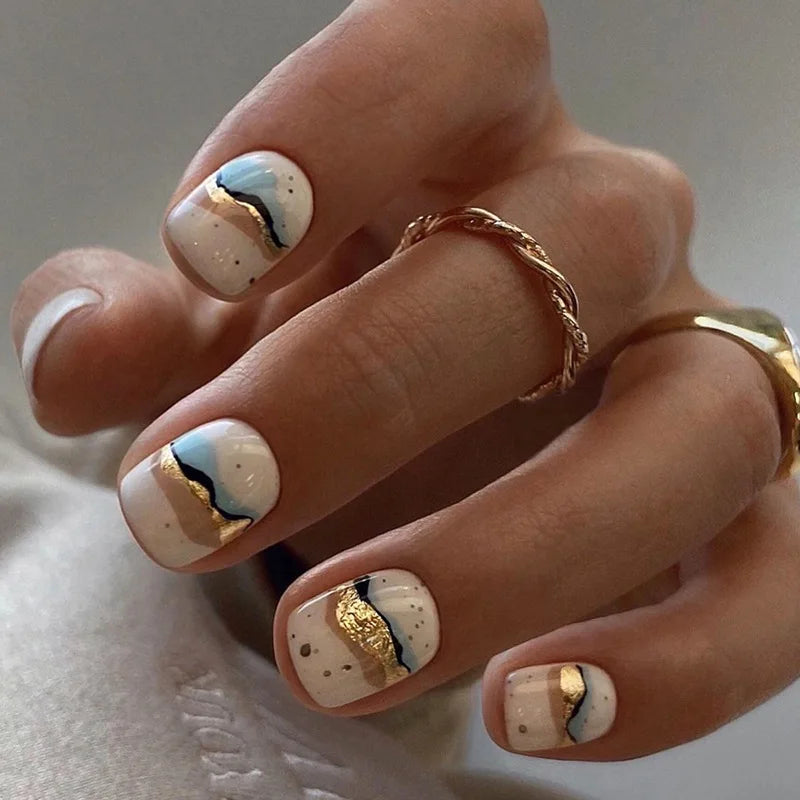 24Ps/Lot Wearing Fake Nails Art Sunflower Flower Whitening Fashionable False Nail Tips Finished Full Coverage Press on Nails Set