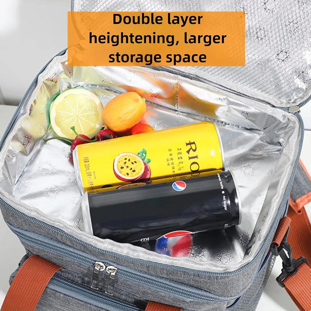 Insulated Lunch Box for Men & Women Collapsible Leakproof Double Cooler Bag Large Capacity Travel Camping Lunch Bags for Work