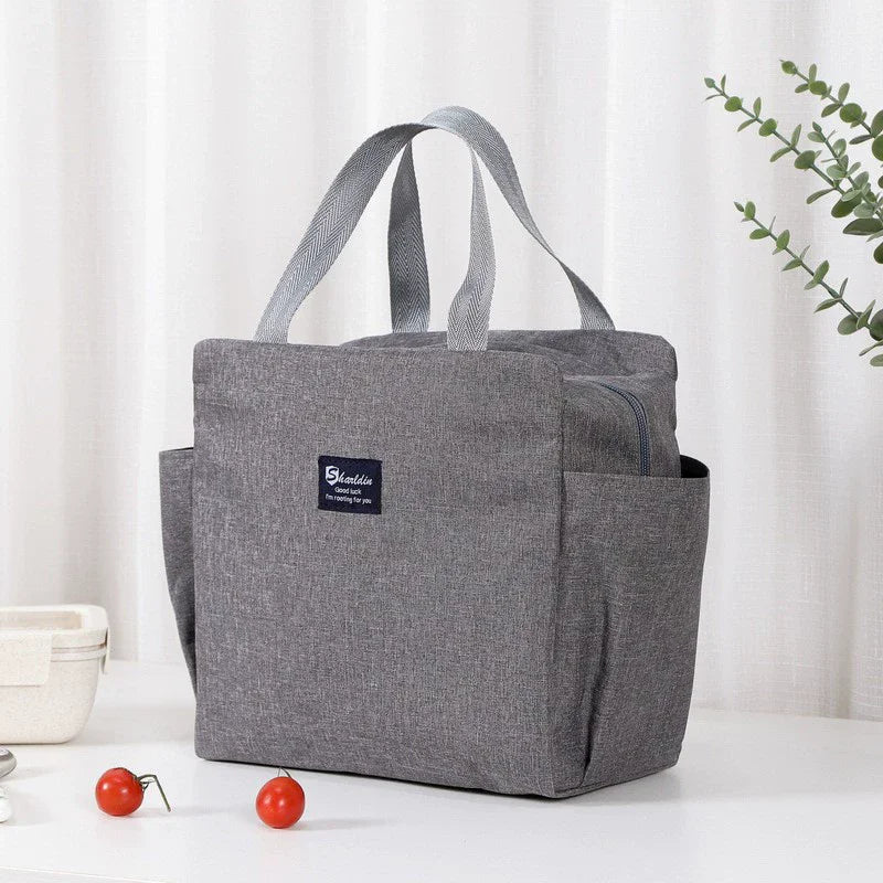 Portable Double Pocket Insulated Bento Bag — Aluminum Foil Lunch Bag for Work & School