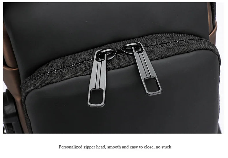 Men's Anti-Theft Chest Bag — Password Lock, USB Port & Waterproof Crossbody Sling