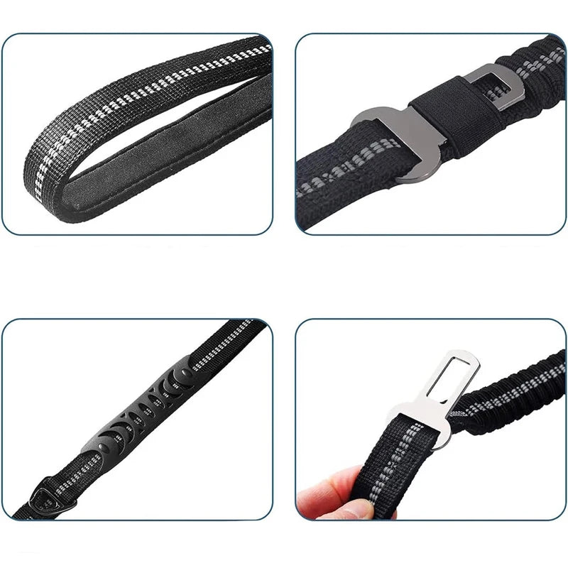 Adjustable Pet Dog Nylon reflective multi-functional retractable dog leash Car Seat Belt Cushioning Retractable Reflectivenylon