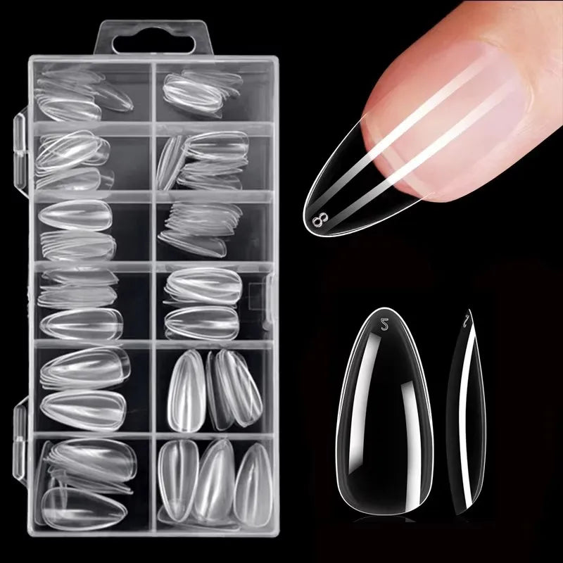 120Pcs Clear Full Cover Nail Tips | 7 Shapes for UV Gel Extensions