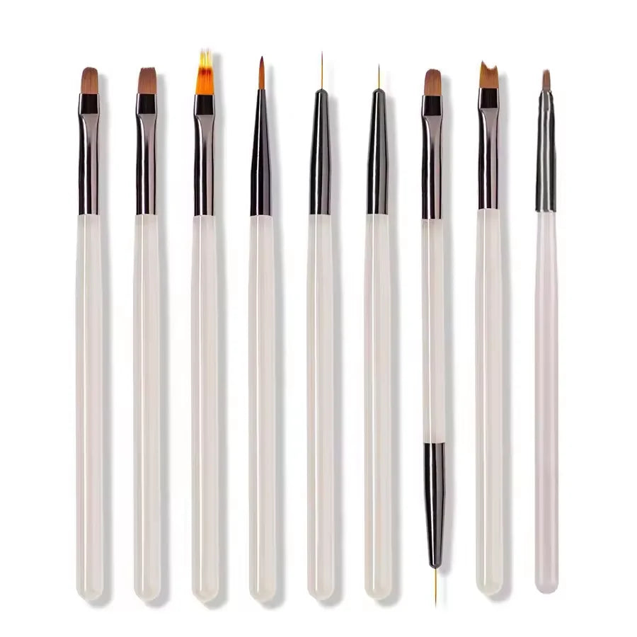 Nail Art Gel Brush Set — 9Pcs Nail Extension & Design Painting Tools