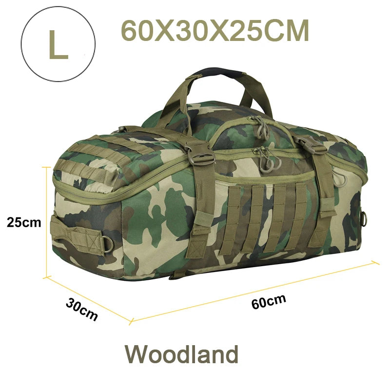 Tactical MOLLE Duffle Backpack – 25L / 45L / 80L Sport & Camping Bag for Men & Women