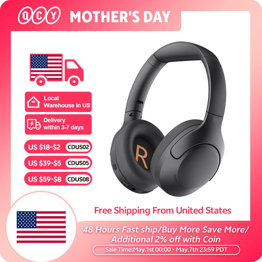 QCY H3 Lite ANC Wireless Headphones — Bluetooth 5.3, 60H Battery, Active Noise Cancelling