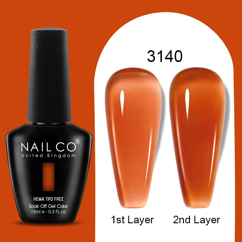 NAILCO Jelly Gel Nail Polish | HEMA-Free Soak Off UV LED Semi-Permanent Gel Varnish — 70 Colors
