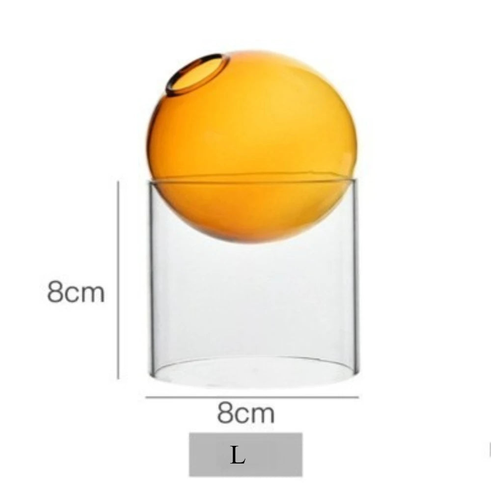 Nordic Colored Glass Decorative Vase Spherical Hydroponic Flower Planter for Home Desk Decor Modern Tabletop Flower Arrangement